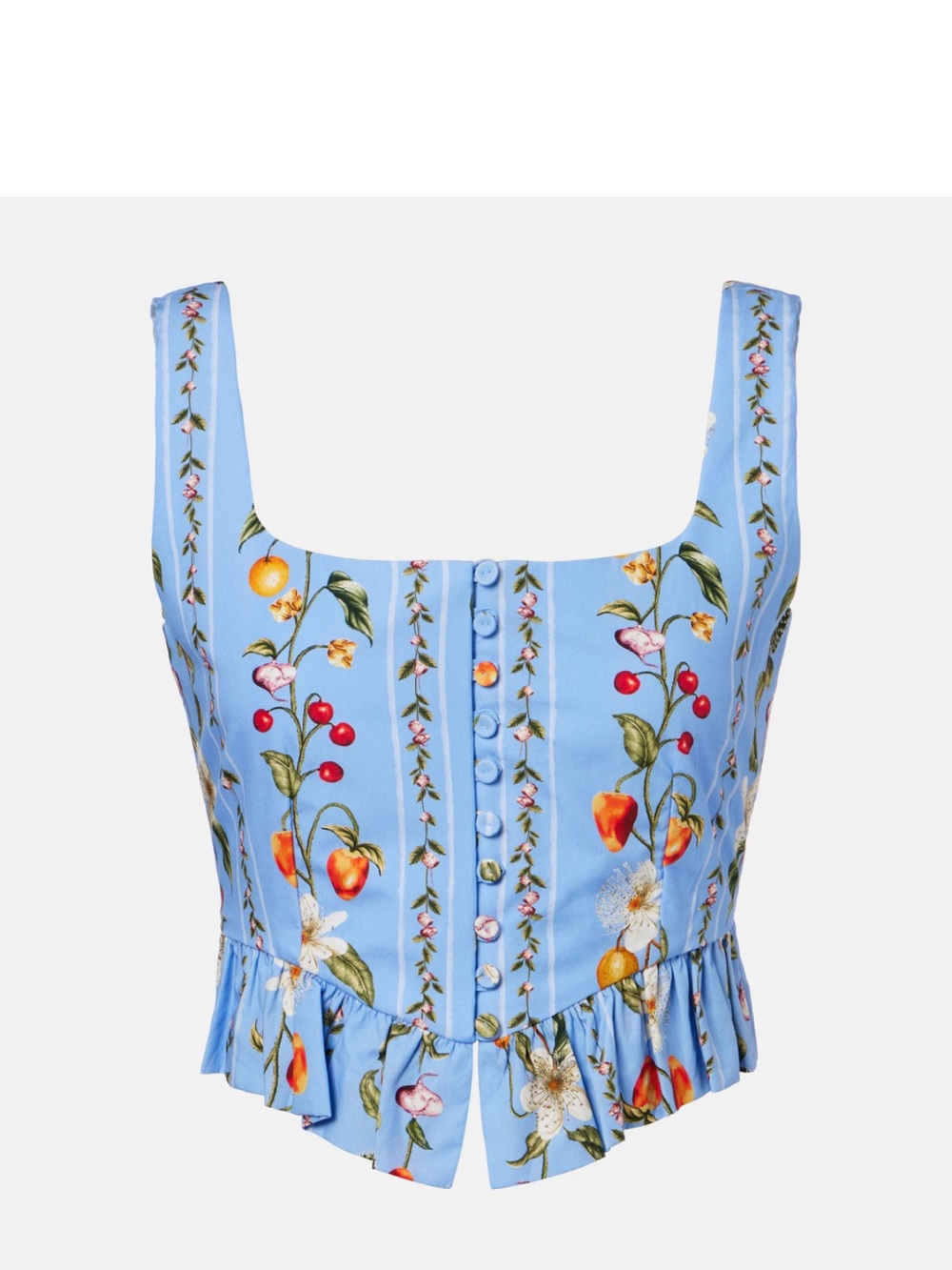 Agua by Agua Bendita Blue Floral & Fruit Print Crop Top